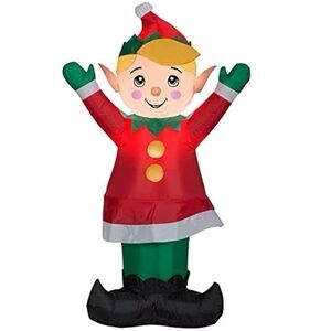 Holiday Time Christmas Inflatable Jolly Elf Red 4 ft Tall Outside Decor